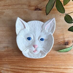 Vintage Cat Face Ceramic Dish/Wall Decor